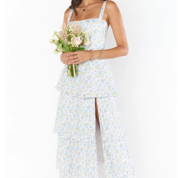 NWT- Never Worn! Blue Floral Tiered Maxi Dress- Show Me Your Mumu Lady Corset - Picture 3 of 6